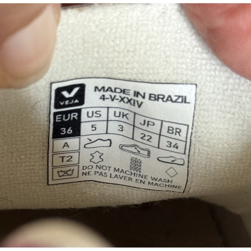 Veja Esplar White Leather Pink Logo Low Top Sneakers Women's US 5 EU 36 Comfort - Picture 6 of 7